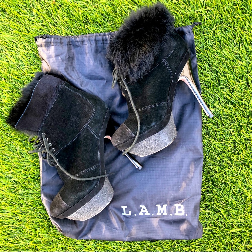 L.A.M.B. black Pier Suede Boots size 5.5